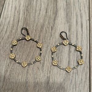 Freida Rothman Gold Floral Hoop Earrings FAS